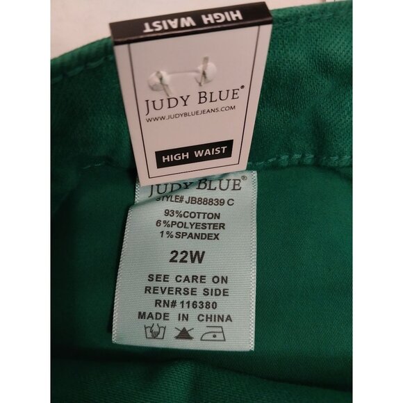 NWT Plus Judy Blue Tummy Control Green High Rise Wide Leg Cropped Jeans sz 22W - Picture 6 of 15